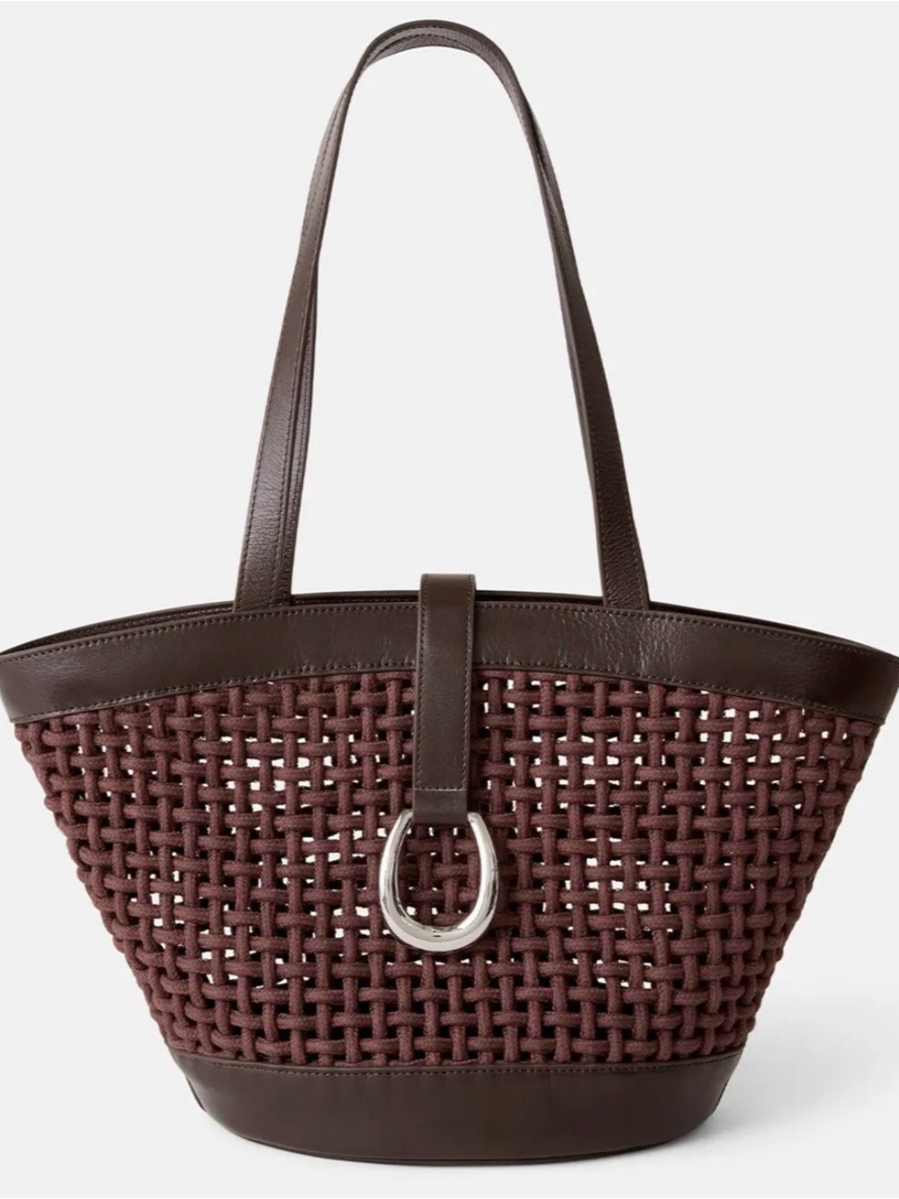 STAUD Woven Tote in Dark Brown